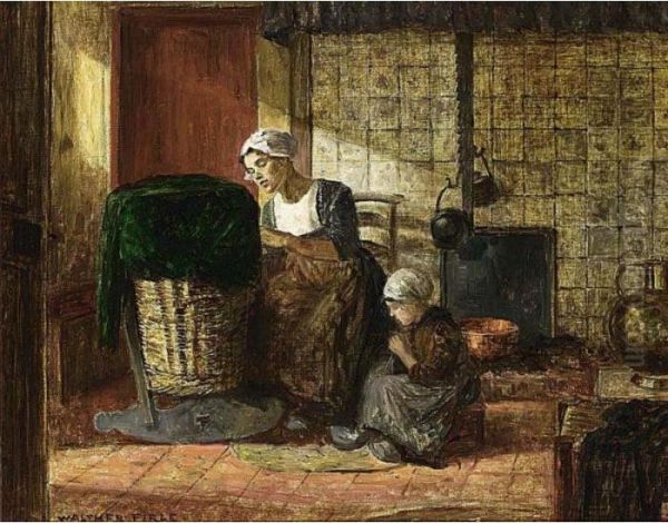 A Happy Family Oil Painting by Walther Firle