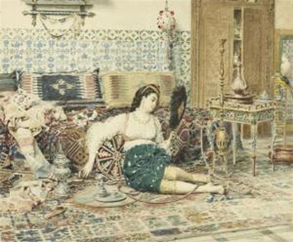 La
Belle Orientale Oil Painting by Marie-Francois-Firmin Girard