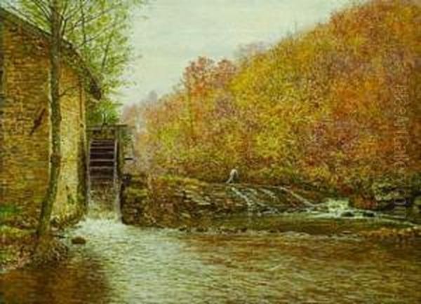 Le Moulin A Eau En Automne Oil Painting by Marie-Francois-Firmin Girard