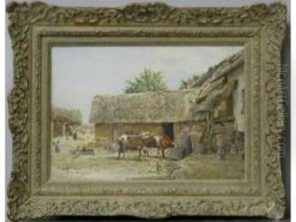 Cour De Ferme Oil Painting by Marie-Francois-Firmin Girard