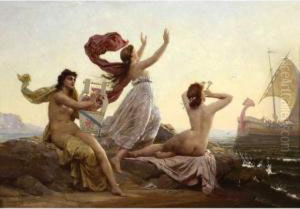 Le Chant Des Sirenes, 1868. Oil Painting by Marie-Francois-Firmin Girard