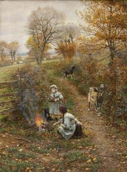 Les Petites Gardiennes De Chevres Oil Painting by Marie-Francois-Firmin Girard