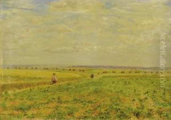 Workers In The Field Oil Painting by Marie-Francois-Firmin Girard