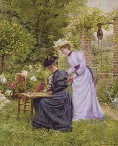 Dans Le Jardin Oil Painting by Marie-Francois-Firmin Girard