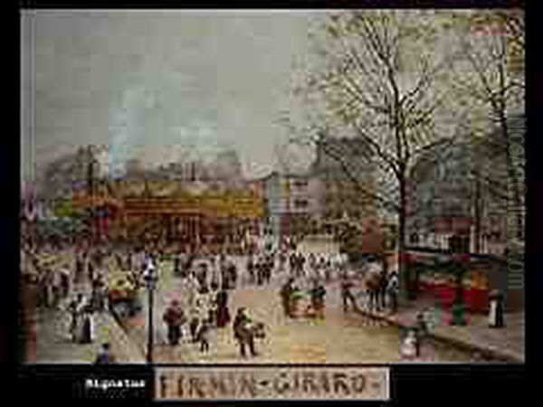 Fruhlingsfest Auf Dem Place Pigalle, Paris Oil Painting by Marie-Francois-Firmin Girard