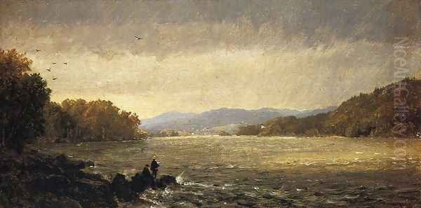 A View Upstream Oil Painting by Jasper Francis Cropsey