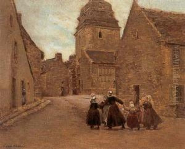 Ring-around-the-rosey Oil Painting by Marie-Francois-Firmin Girard