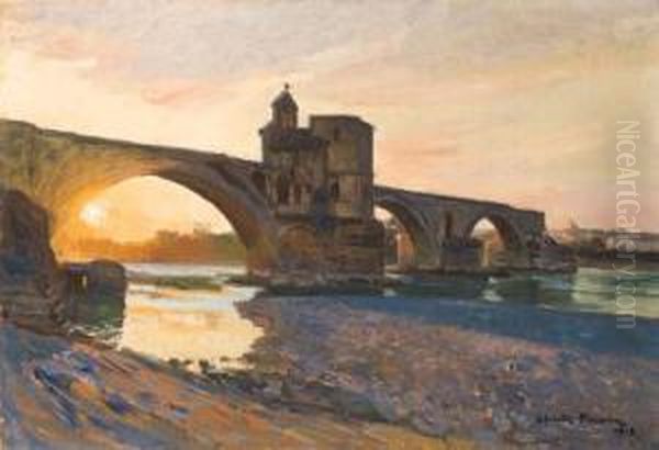 Le Pont Saint Benezet, Avignon Oil Painting by Claude Firmin-Goy