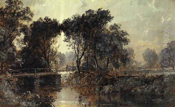 Bridge on the Wawayanda River Oil Painting by Jasper Francis Cropsey