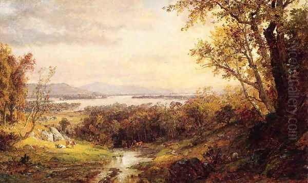 View of the Hudson I Oil Painting by Jasper Francis Cropsey