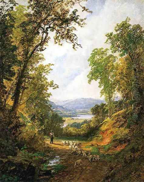 Shepherd and Flock Oil Painting by Jasper Francis Cropsey