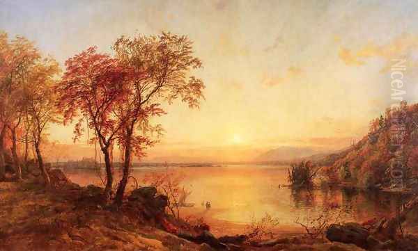 Sunset at Greenwood Lake Oil Painting by Jasper Francis Cropsey