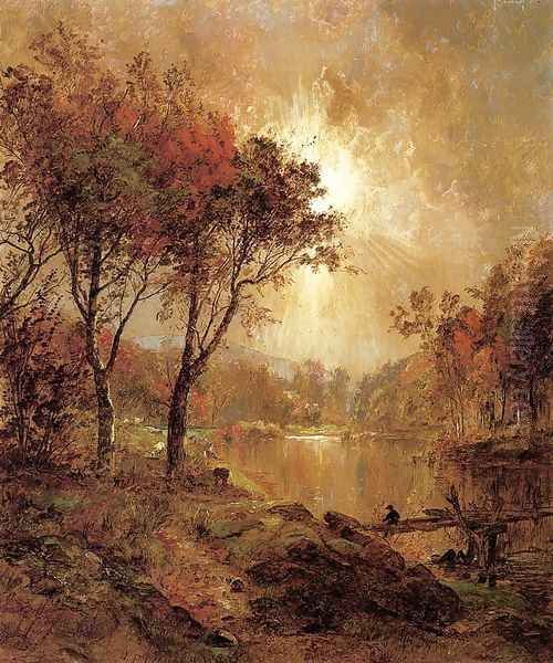 On the Ramapo River Oil Painting by Jasper Francis Cropsey