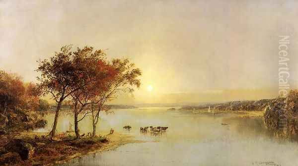 Upper Hudson Oil Painting by Jasper Francis Cropsey