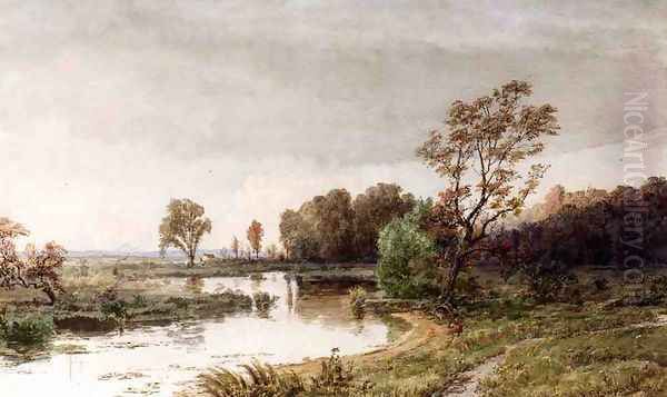 Hackensack Meadows in the Autumn Oil Painting by Jasper Francis Cropsey