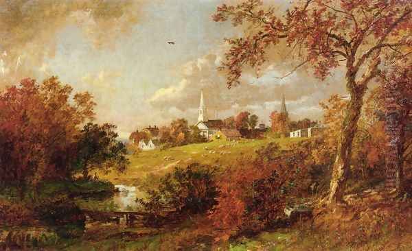 Back of the Village, Hastings-on-Hudson, New York Oil Painting by Jasper Francis Cropsey