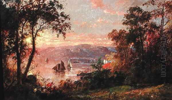 Sailing (The Hudson at Tappan Zee) 1883 Oil Painting by Jasper Francis Cropsey