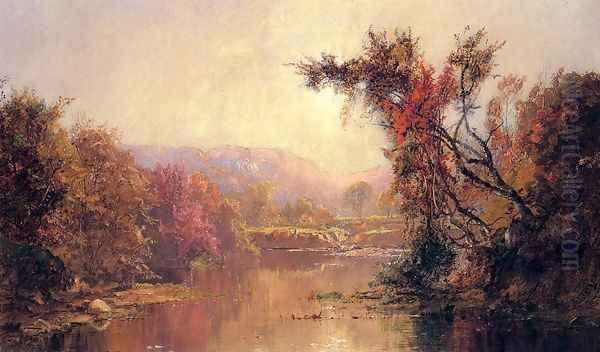 By the River Oil Painting by Jasper Francis Cropsey