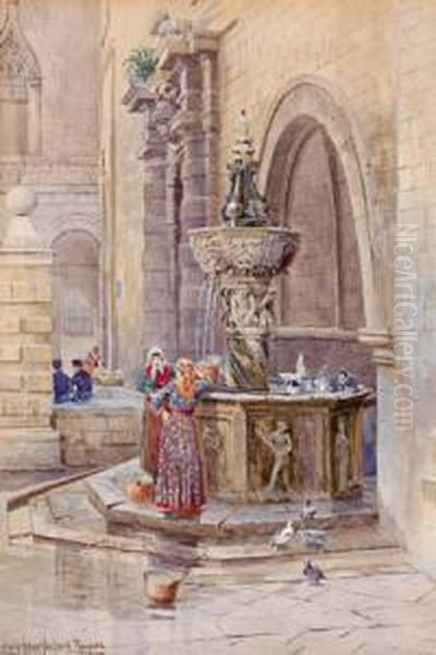 Ragusa: Frauen Am Brunnen Oil Painting by Ludwig Hans Fischer