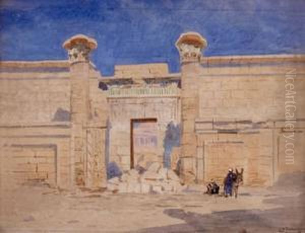 Tempelmauern Von Lahore, Agypten Oil Painting by Ludwig Hans Fischer