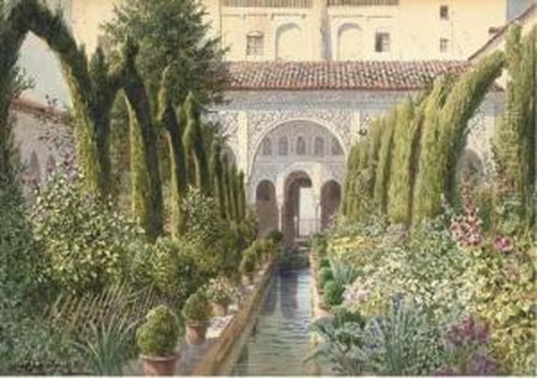 The Alhambra Oil Painting by Ludwig Hans Fischer