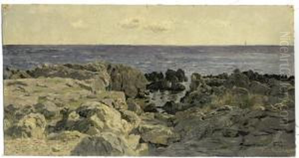 Felsstrand Auf Capri Oil Painting by Adolf Fischer-Gurig