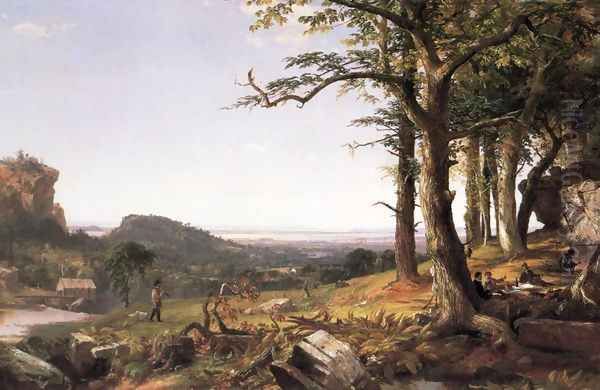 Sportsmen Nooning Oil Painting by Jasper Francis Cropsey