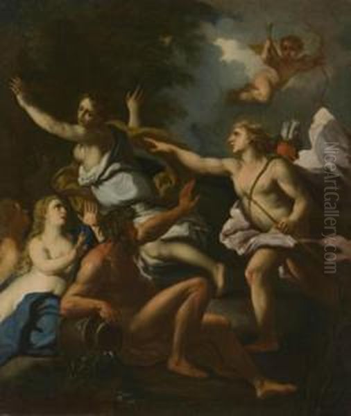 Apollo E Dafne Oil Painting by Fedele Fischetti