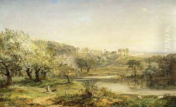 Spring, Chenango Valley Oil Painting by Jasper Francis Cropsey