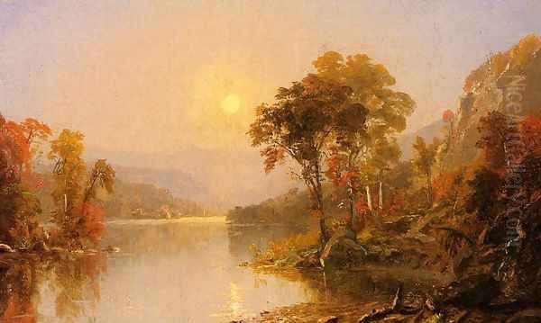 Winding River Oil Painting by Jasper Francis Cropsey