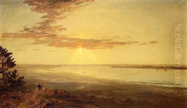 View of the Hudson Oil Painting by Jasper Francis Cropsey