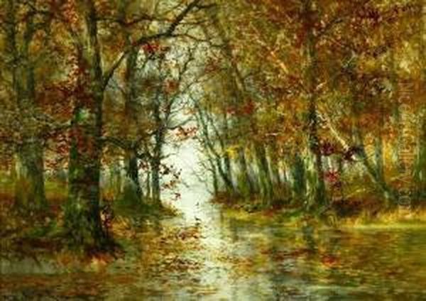 Forest Creek Oil Painting by Hugo Anton Fisher