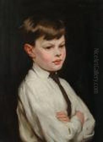 Portrait Of Anthony John, The 
Artist's Son 'p. Harland Fisher' (top Right), Inscribed With The 
Sitter's Name On A Label Attached To The Reverse Oil Painting by Percy Harland Fisher