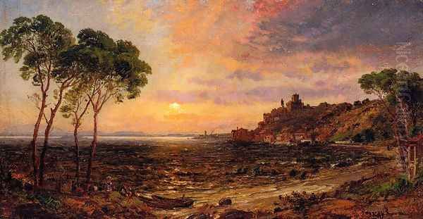 Sunset over Lake Thrasemine Oil Painting by Jasper Francis Cropsey