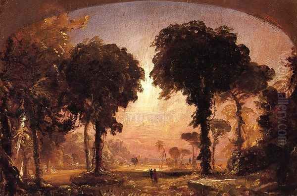 Ideal Landscape: Homage to Thomas Cole Oil Painting by Jasper Francis Cropsey