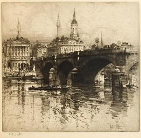 London Bridge Oil Painting by E. Hedley Fitton