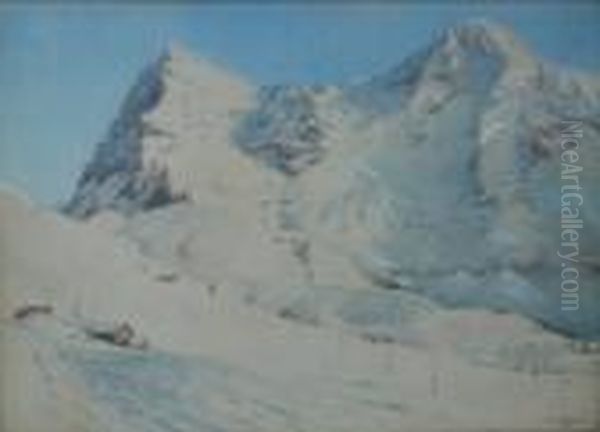 Eigar And Monch From The Wengernalp Oil Painting by Frederick R. Fitzgerald