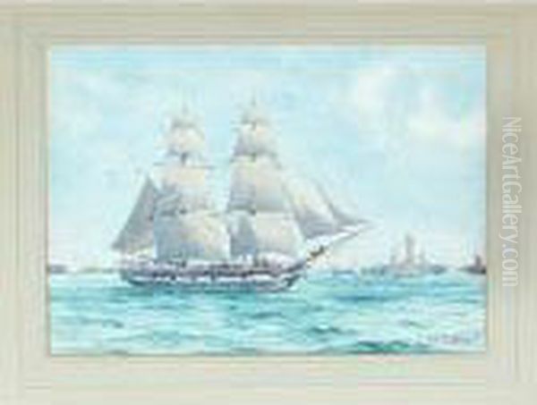 Painting Training Brig Oil Painting by Frederick R. Fitzgerald