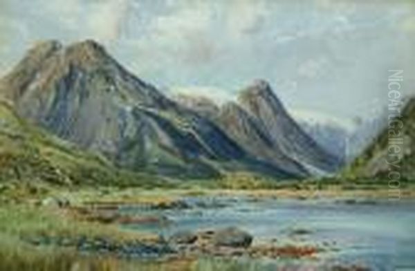 The Head Of The Fjaerlaieds Fjord Oil Painting by Frederick R. Fitzgerald