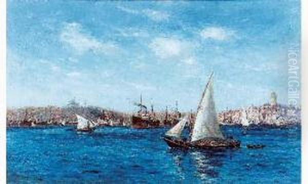 Vue D'istambul Depuis Le Bosphore Oil Painting by Frederick R. Fitzgerald