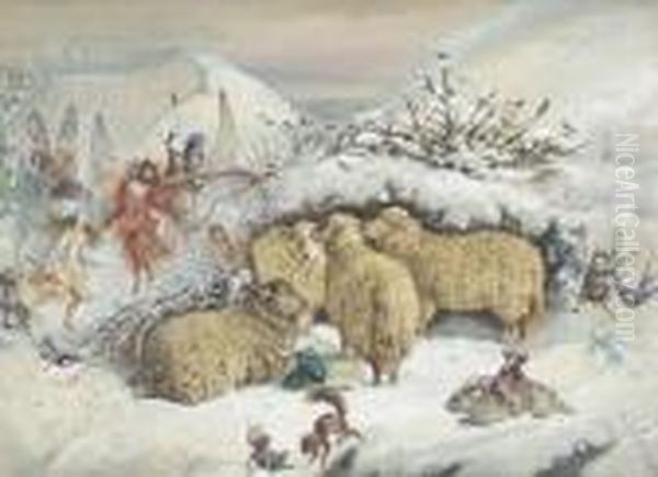 Fairies In The Snow Oil Painting by John Anster Fitzgerald