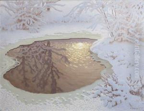 Paysage De Neige Oil Painting by Gustaf Fjaestad