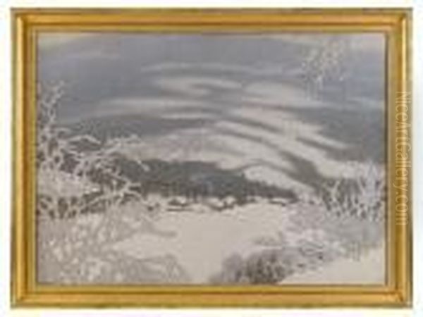 Uppifran Fjallet - Rimfrost Oil Painting by Gustaf Fjaestad