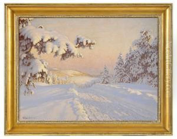 Vinterlandskap - Motiv Fran Varmland Oil Painting by Gustaf Fjaestad