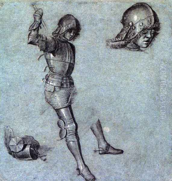 Three Studies Of A Cavalier In Armor Oil Painting by Vittore Carpaccio