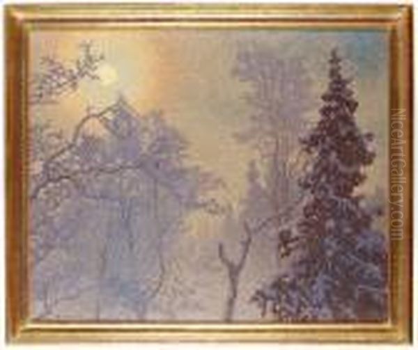 Mangard. (forvinter) Oil Painting by Gustaf Fjaestad