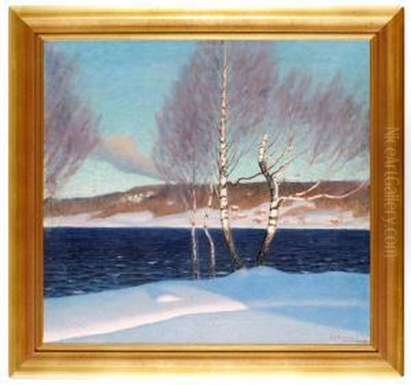 Varvinter Oil Painting by Gustaf Fjaestad