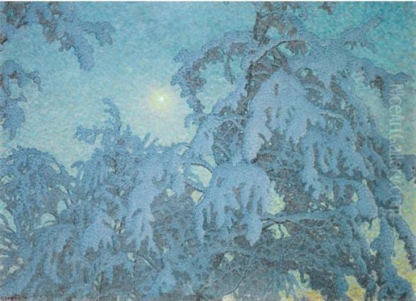 Gnistrande Vinternatt (glistening Winter Night) Oil Painting by Gustaf Fjaestad