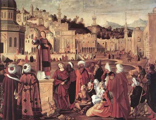 The Sermon of St Stephen 1514 Oil Painting by Vittore Carpaccio