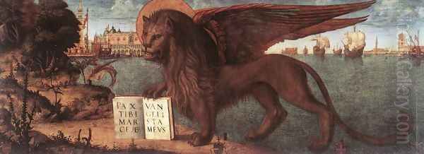 The Lion of St Mark 1516 Oil Painting by Vittore Carpaccio